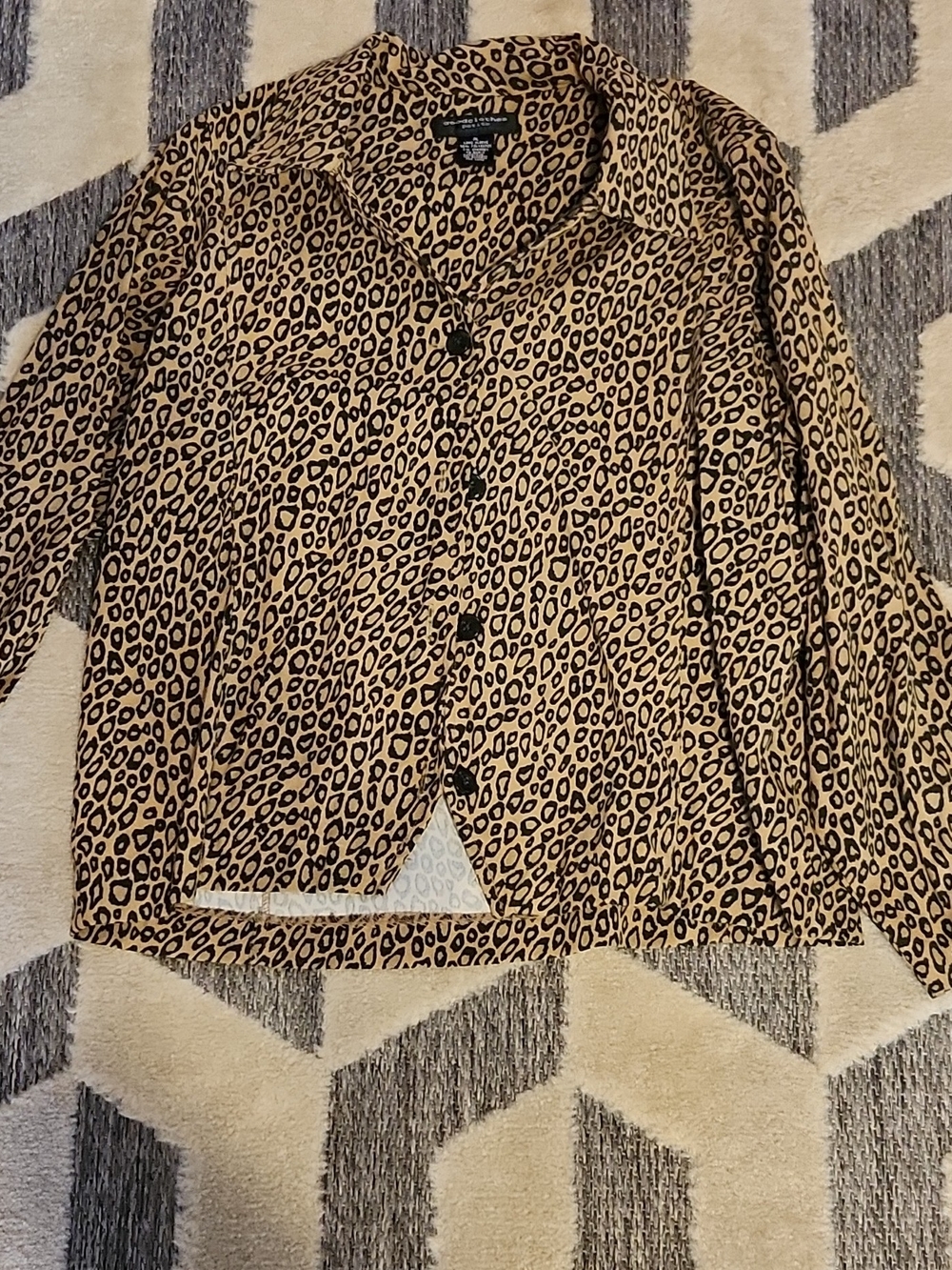 Worthington Leopard Print Button-Down Shirt - Tan/Black
